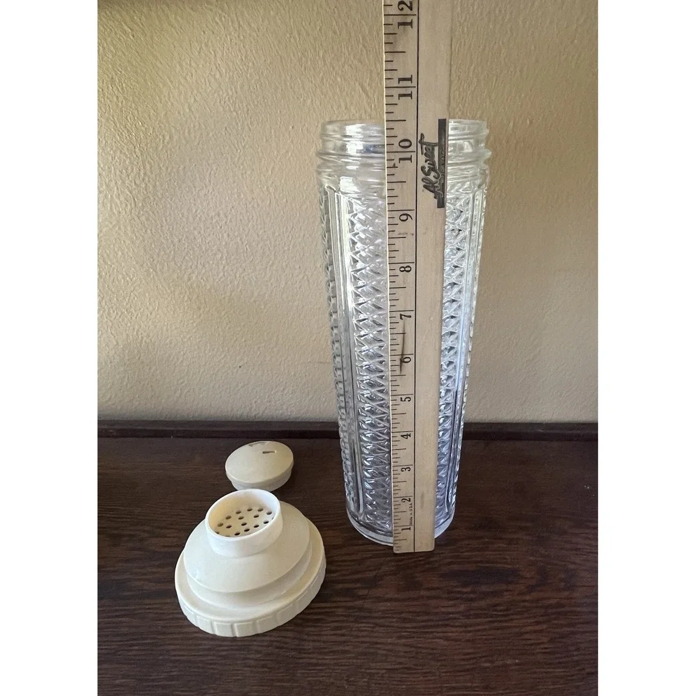 Medco Skyscraper‎ Glass Cocktail Shaker Beige Recipe Cap Vintage 1930s Art Deco